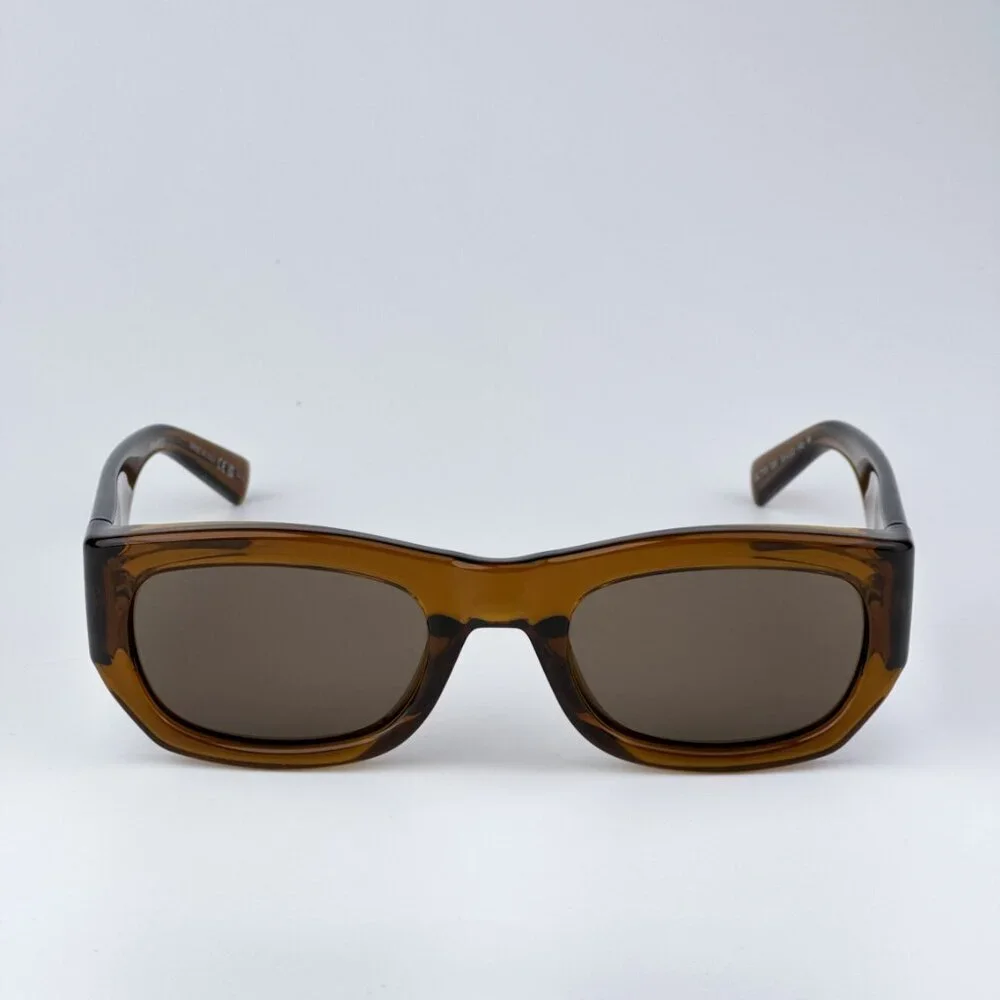 Saint Laurent SL713 003 BRAND NEW Sunglasses Transparent Brown Rectangle Unisex